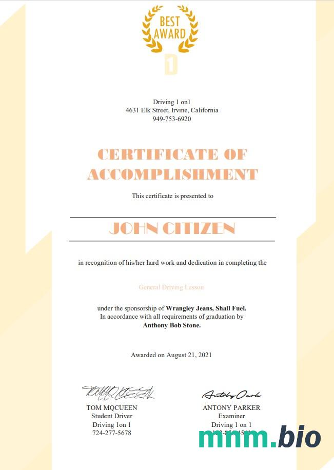 USA Driving Cert